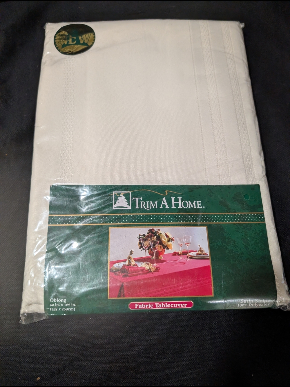 Trim A Home Ivory Fabric Tablecover